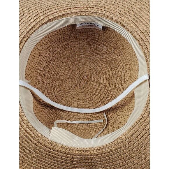 Bienvenu Natural Straw Hat Wide Brim Tan Beach Outdoor Vacation Summer Pool - Picture 5 of 8